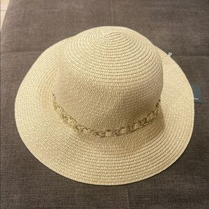 INC Sun Hat with Gold Chain Accent
